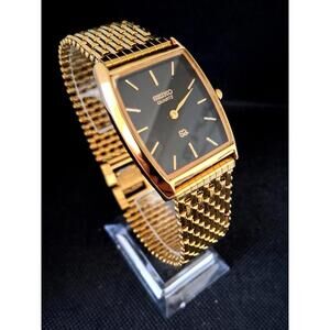 Seiko Barrel Tank Vintage Men's Gold Tone Watch